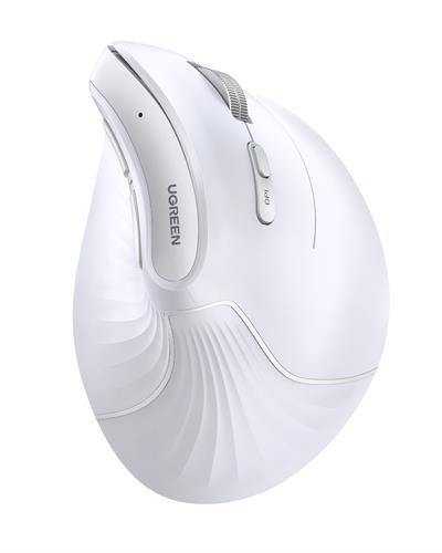 UGREEN Dikey Ergonomik Fare Kablosuz (BT 5.0+2.4G) 6 Düğmeli, 1000/1600/2000/4000 DPI Mouse, Beyaz, 45759