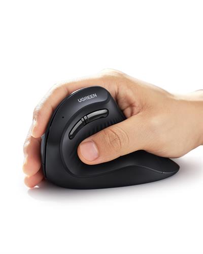 UGREEN Dikey Ergonomik Fare Kablosuz (BT 5.0+2.4G) 6 Düğmeli, 1000/1600/2000/4000 DPI Mouse, Siyah, 25444