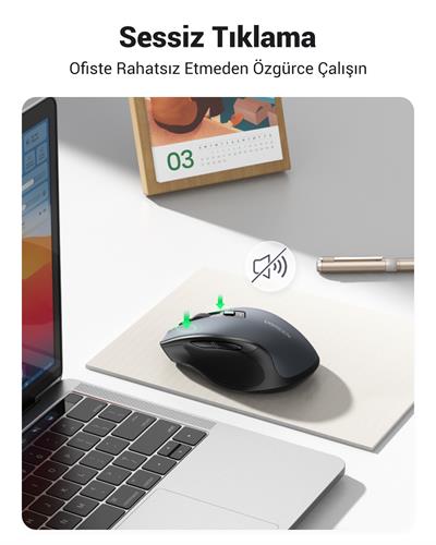 UGREEN Dual Mode 2.4GHz Kablosuz ve Bluetooth 4000DPI Sessiz Optik Mouse, 90855