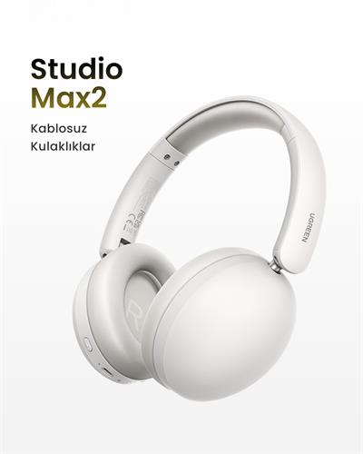UGREEN HiTune Max2 Yapay Zeka Destekli Gürültü Engelleyici Kablosuz Kulak Üstü Kulaklık, 80 Saat Çalma Süresi, Beyaz, 45017