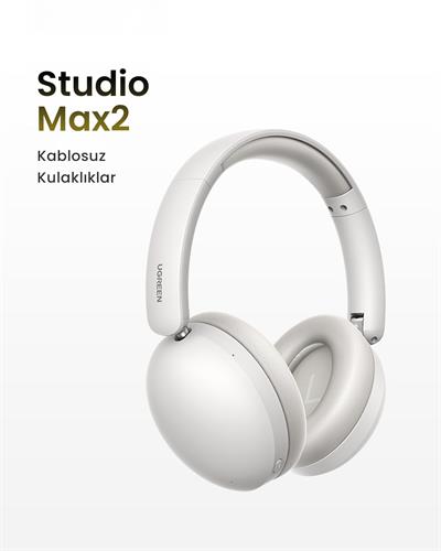 UGREEN HiTune Max2 Yapay Zeka Destekli Gürültü Engelleyici Kablosuz Kulak Üstü Kulaklık, 80 Saat Çalma Süresi, Beyaz, 45017
