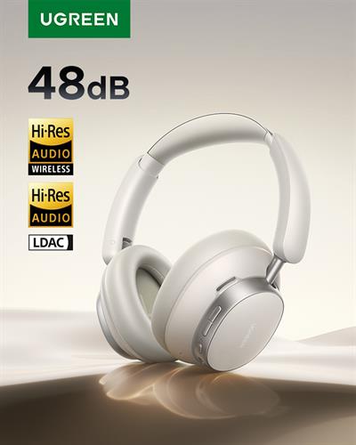 UGREEN HiTune Max6 Studio Pro Hibrit Aktif Gürültü Engelleyici Kablosuz Kulak Üstü Kulaklık, 100 Saat Çalma Süresi, Beyaz, 55614