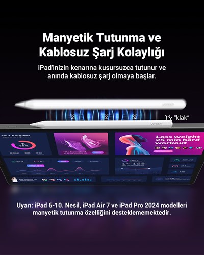 UGREEN iPad için Kalem Manyetik Kablosuz Şarj 2. Nesil Eğim Hassasiyeti Palm Reddetme Güç Ekranlı Kalem, 15910