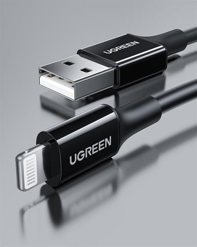 UGREEN Lightning to USB-A MFi Sertifikalı İphone Hızlı Şarj Kablosu, 1 Metre, Siyah, 80822