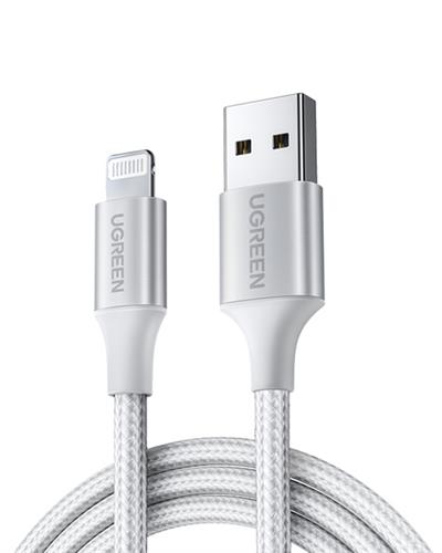 UGREEN Lightning to USB-A Örgülü MFi Sertifikalı İphone Hızlı Şarj Kablosu, 2 Metre, Gümüş, 60163