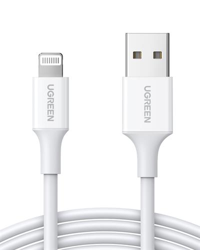 UGREEN Lightning to USB-A MFi Sertifikalı İphone Hızlı Şarj Kablosu, 1 Metre, Beyaz, 20728