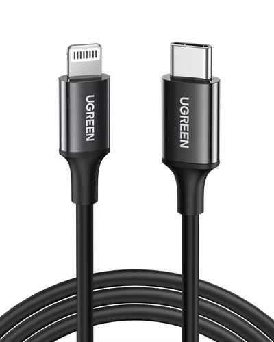 UGREEN Type-C to Lightning 3A PD MFi Sertifikalı Hızlı Şarj Kablosu, 2 Metre, Siyah, 60752