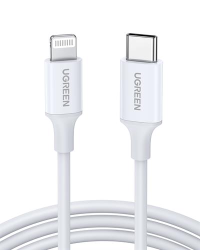 UGREEN Type-C to Lightning 3A PD MFi Sertifikalı Hızlı Şarj Kablosu, 2 Metre, Beyaz, 60749