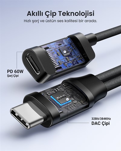 UGREEN Mangetic USB-C to Aux 3.5mm Hi-Res Audio DAC Chip Audio Adaptör, 25837