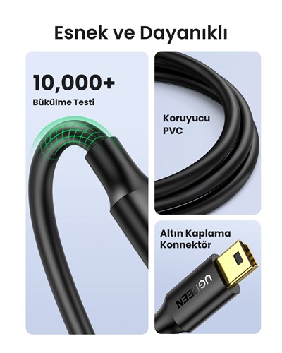 UGREEN Mini USB Şarj ve Data Kablosu 2 Metre, 30742