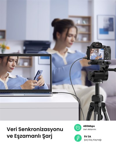 UGREEN Mini USB Şarj ve Data Kablosu 2 Metre, 30742