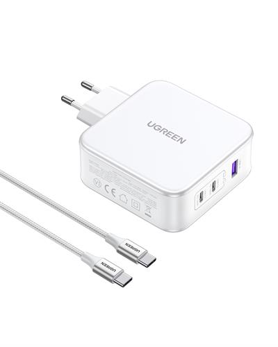 UGREEN Nexode 140W GaN 3 Portlu Hızlı Şarj Cihazı 1xUSB-A, 2xUSB-C QC 4.0 PD 3.1, Beyaz, 15339