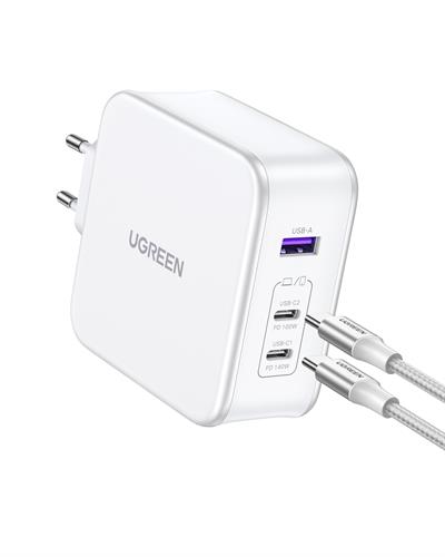 UGREEN Nexode 140W GaN 3 Portlu Hızlı Şarj Cihazı 1xUSB-A, 2xUSB-C QC 4.0 PD 3.1, Beyaz, 15339