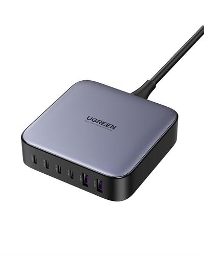 UGREEN Nexode 200W GaN II 6 Portlu Masaüstü Hızlı Şarj Cihazı İstasyonu 4xUSB-C, 2xUSB-A, 2M Kablolu, Gri, 40914