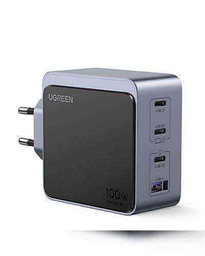 UGREEN Nexode Air 100W GaN Hızlı Şarj Cihazı Type-C QC PD 3xUSB-C, 1xUSB-A, Gri, 35043