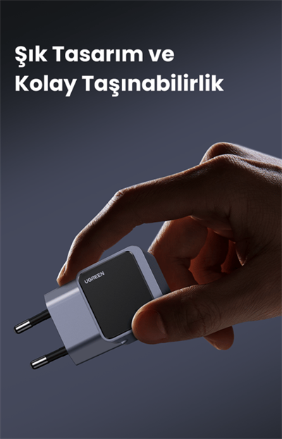 UGREEN Nexode Air 30W GaN Hızlı Şarj Cihazı Type-C QC PD 1xUSB-C, Gri, 35041