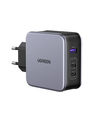 UGREEN Nexode Air GaN 140W Hızlı Şarj Cihazı 4 Portlu PD QC 3xUSB-C, 1xUSB-A, Gri, 45575
