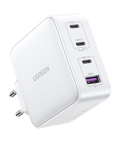 UGREEN Nexode GaN X 100W Hızlı Şarj Cihazı 4 Portlu PD QC 3xUSB-C, 1xUSB-A, Beyaz, 15337