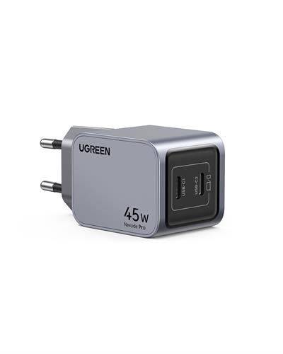 UGREEN Nexode Pro 45W GaN Hızlı Şarj Cihazı Type-C QC PD 2xUSB-C, Uzay Grisi, 35008