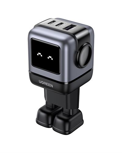 UGREEN Nexode Uno 65W Robot GaN Hızlı Şarj Cihazı 2xUSB-C, 1xUSB-A, Gri, 25685B