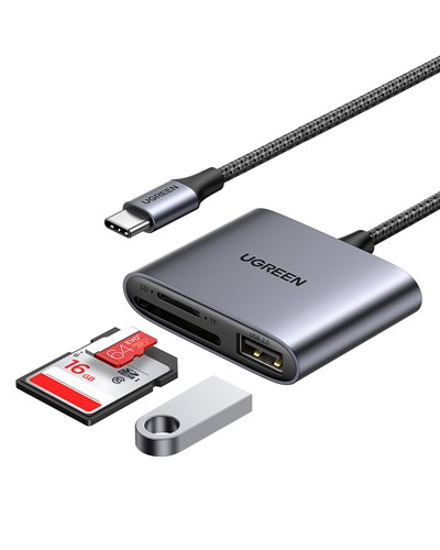 UGREEN Type-C to SD Micro SD/TF + USB 2.0 Kart Okuyucu Adaptör, 80798
