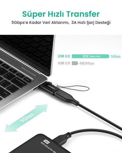 UGREEN Type-C to USB 3.0 Dönüştürücü, 50283