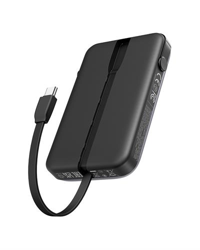 UGREEN Uno Dahili Kablolu 10.000 mAh 30W Hızlı Şarj Powerbank, Siyah, 35603B
