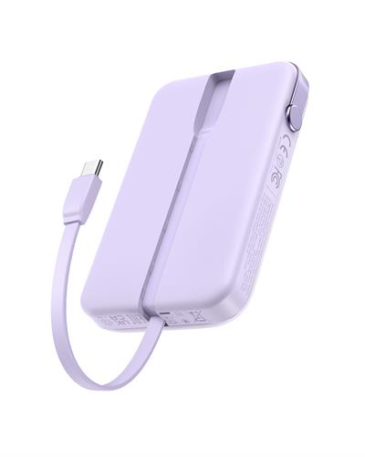 UGREEN Uno Dahili Kablolu 10.000 mAh 30W Hızlı Şarj Powerbank, Mor, 35604B