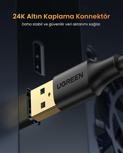 UGREEN USB 3.0 Uzatma Kablosu 2 Metre, Siyah, 10373