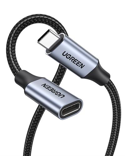 Ugreen USB C 3.1 Gen2 100W Thunderbolt 3 Alüminyum Gövde Örgülü Uzatma Kablosu 1m, Siyah, 30205