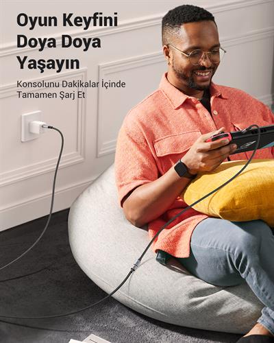 Ugreen USB C 3.1 Gen2 100W Thunderbolt 3 Alüminyum Gövde Örgülü Uzatma Kablosu 1m, Siyah, 30205