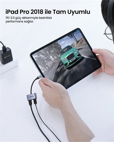 UGREEN USB-C to 2xUSB-C Kulaklık ve Şarj Adaptörü, 60165