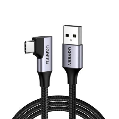 UGREEN USB-C to USB-A 3A QC 90 Derece USB 3.0 Hızlı Şarj Kablosu, 1 Metre, Uzay Grisi, 20299