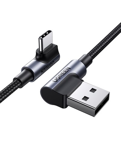 UGREEN USB-C to USB-A 3A QC 90 Derece Hızlı Şarj Kablosu, 1 Metre, Uzay Grisi, 20856
