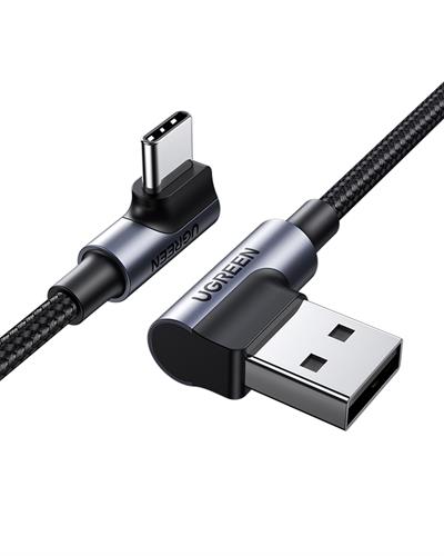 UGREEN USB-C to USB-A 3A QC 90 Derece Hızlı Şarj Kablosu, 2 Metre, Uzay Grisi, 20857