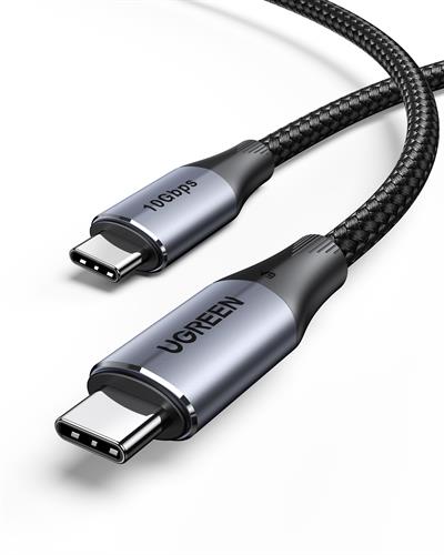 UGREEN USB-C 100W Thunderbolt USB3.1 GEN2 5A QC PD Hızlı Şarj Kablosu, 1 Metre, Siyah, 80150