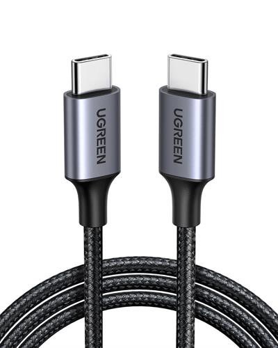UGREEN USB-C 60W 3A QC PD Örgülü Hızlı Şarj Kablosu, 2 Metre, Siyah, 50152