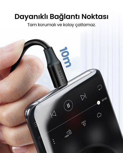 UGREEN USB-C to USB Micro B 1 Metre, Siyah, 20103