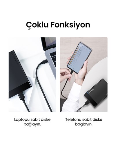 UGREEN USB-C to USB Micro B 1 Metre, Siyah, 20103