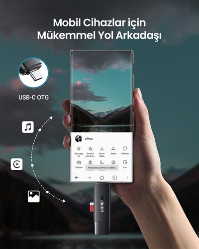 UGREEN USB-C ve USB-A 3.0 SD MicroSD Kart Okuyucu, 80191