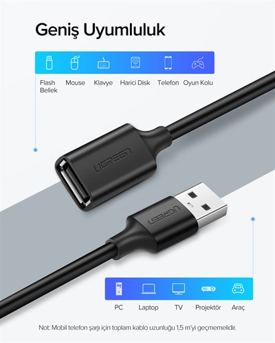 UGREEN USB Uzatma Kablosu, 2 Metre, 10316