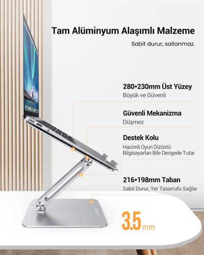 UGREEN Yükseklik ve Açı Ayarlı Alüminyum Tablet Notebook Standı, 40291