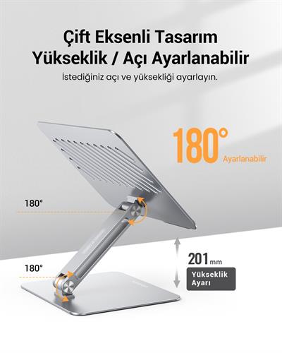 UGREEN Yükseklik ve Açı Ayarlı Alüminyum Tablet Notebook Standı, 40291
