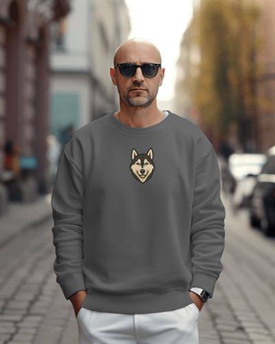 Minimal Köpek Figürlü Unisex Sweatshirt – Göğüs Ortası Baskı