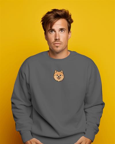 Pomeranian Köpek Figürlü Minimal Unisex Sweatshirt – Baskılı
