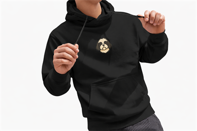 Shih Tzu Figürlü Siyah Unisex Kapüşonlu Sweatshirt – DTF Baskı