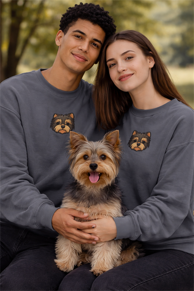 Yorkshire Terrier (Yorkie) Köpek Desenli Sevgili Sweatshirt – Unisex Çift Kombini