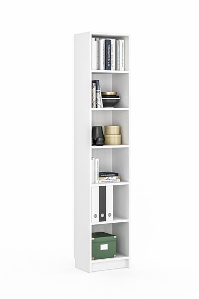Bili Kitaplık 5 Raflı Dar Çok Amaçlı Ofis Salon Kitap Dosya Rafı Beyaz