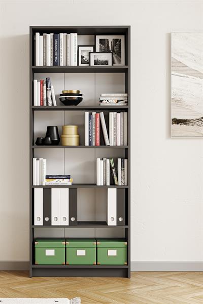 Bili Kitaplık 5 Raflı Geniş Çok Amaçlı Ofis Salon Kitap Dosya Rafı Antrasit