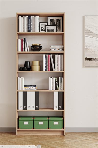 Bili Kitaplık 5 Raflı Geniş Çok Amaçlı Ofis Salon Kitap Dosya Rafı Meşe